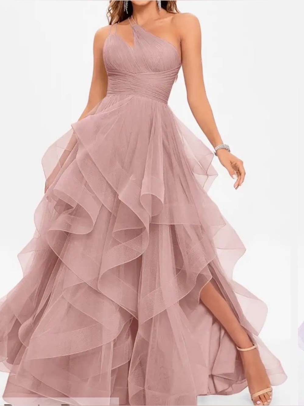 JJs House Vintage Mauve Ball-Gown/Princess One Shoulder Tulle Dress size 16